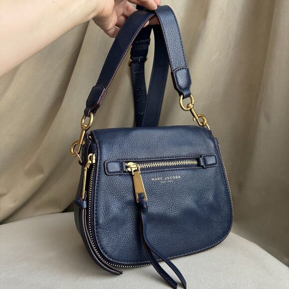 MARC JACOBS Navy Blue Leather RECRUIT NOMAD Small Crossbody Shoulder Bag SADDLE - Picture 1 of 9